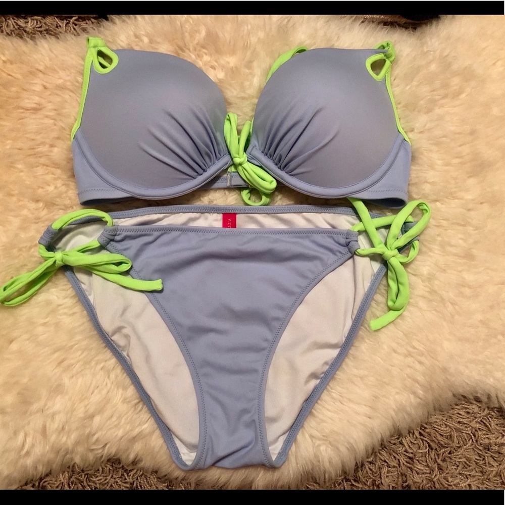 Victoria’s Secret Bikini Set Periwinkle/Neon Green